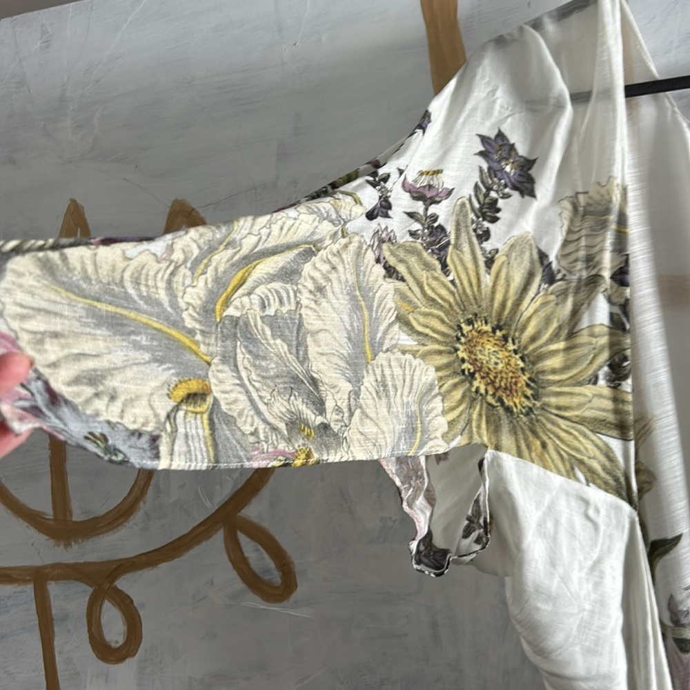 Aurelia Floral Motif Flower Sheer Kimono Long Maxi Open Duster Wrap Coverup - Picture 3 of 9